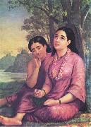Shakuntala writes to Dushyanta., Raja Ravi Varma